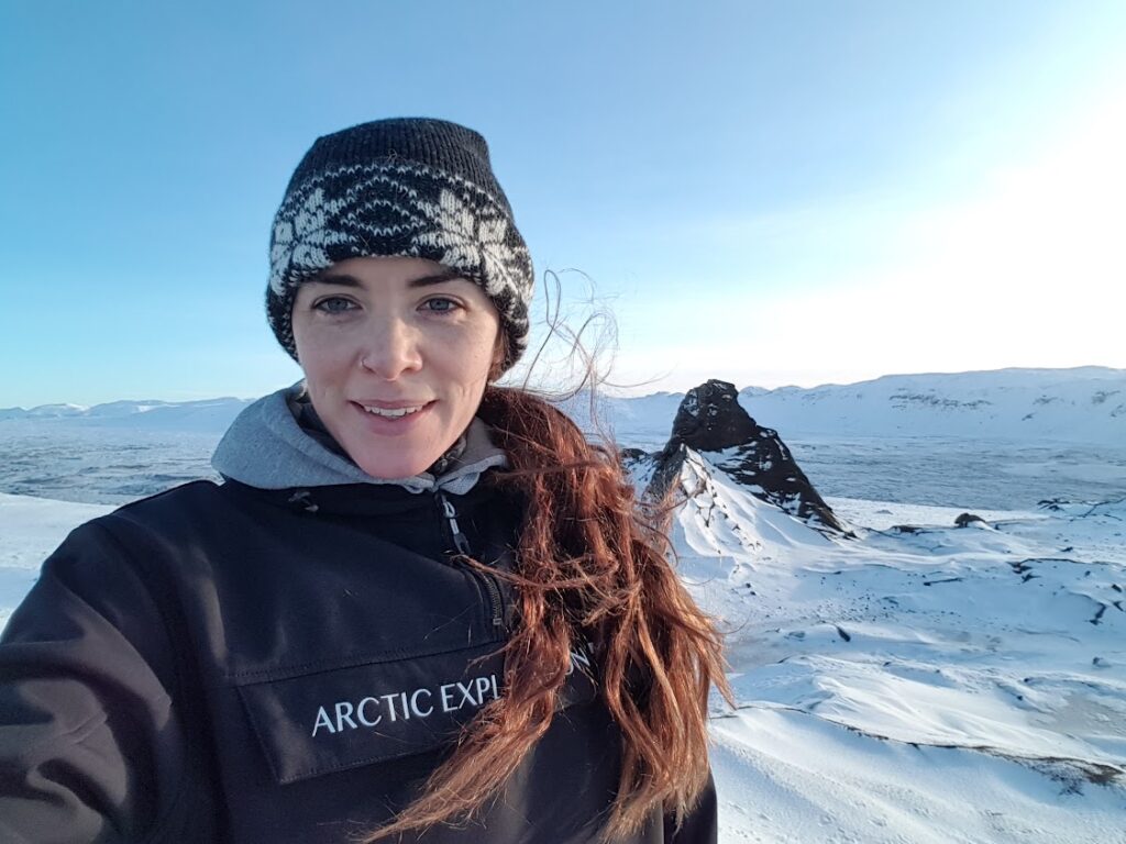 Elaina winter hiking in Iceland