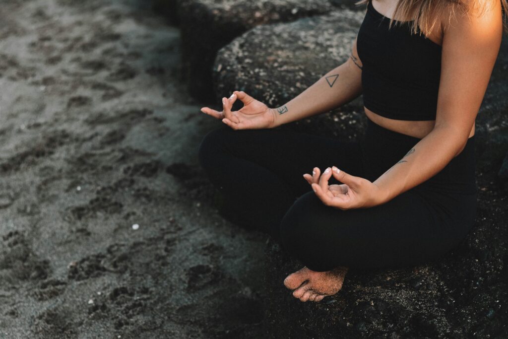 lady in locus pose doing breathwork